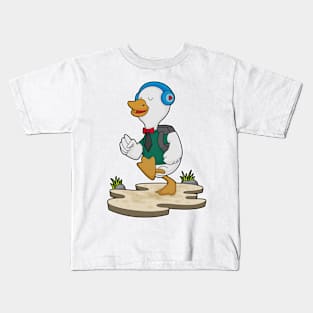 Duck as Hiker with Backpack Kids T-Shirt